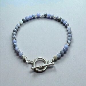 Elegant Silver and Tanzanite Beaded Bracelet